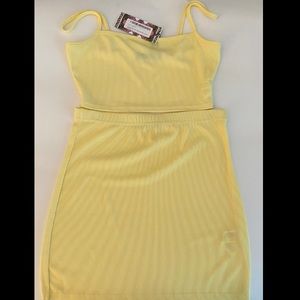 Yellow 2 piece skirt set